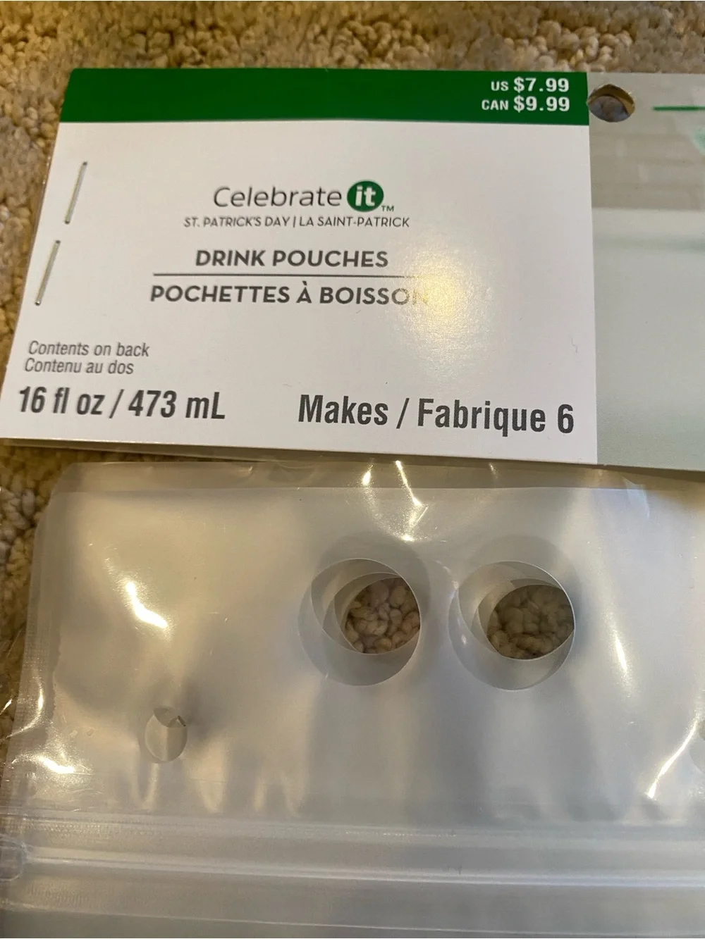 Pouches, Celebrate It Green Shamrock Drink w/Straws